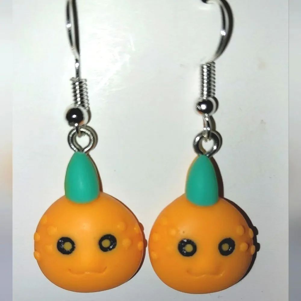 Pumpkin Head Super Cute Festive Holiday Earrings